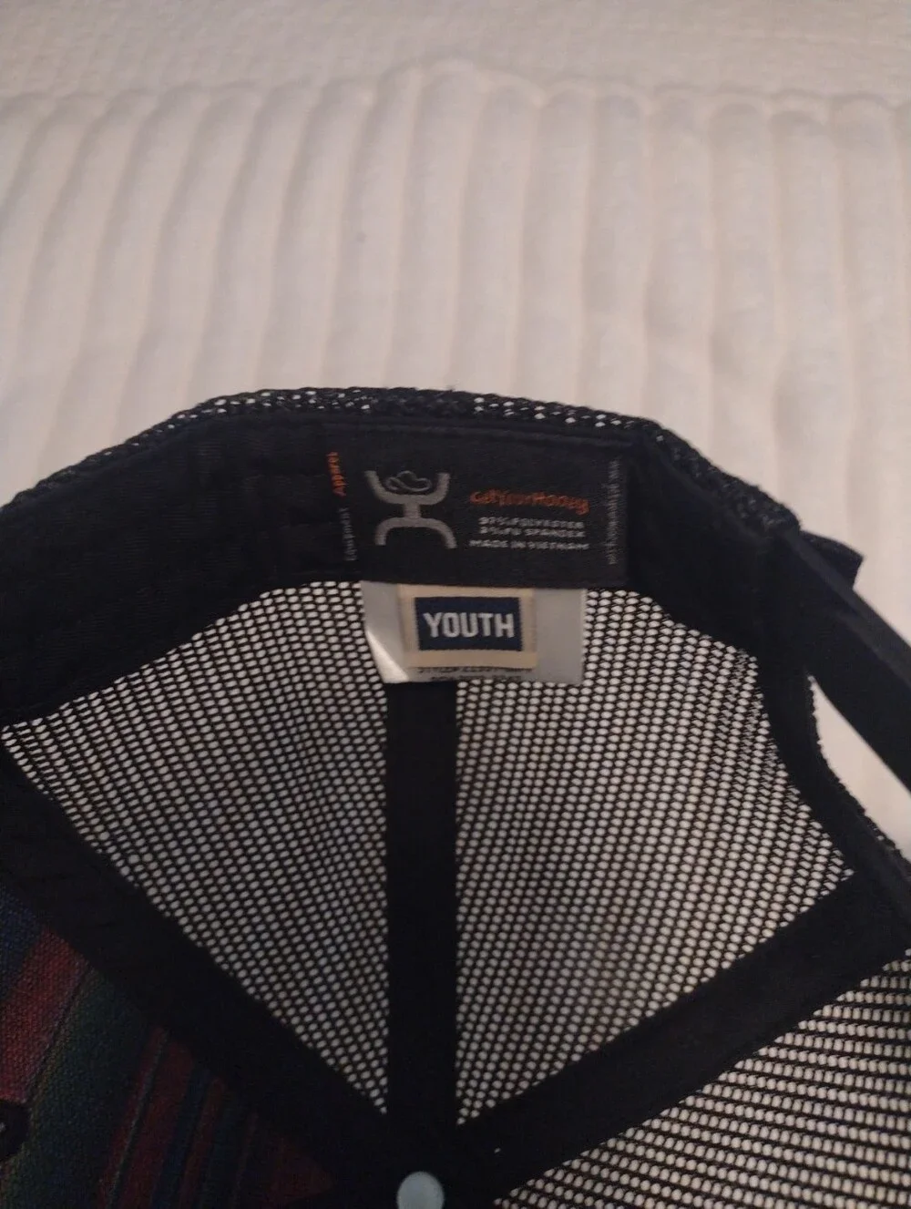 Hooey Trucker Cap Hat Youth Black Mesh Snapback Adjustable Striped Patch